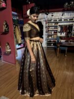 Brown Embroidered Tissue Silk Lehenga Set of 2 - Image 9