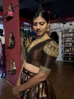 Brown Embroidered Tissue Silk Lehenga Set of 2 - Image 5