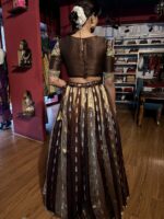 Brown Embroidered Tissue Silk Lehenga Set of 2 - Image 6