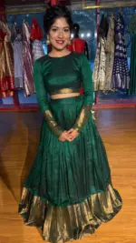 Bottle Green Silk Lehenga (Set of 2)
