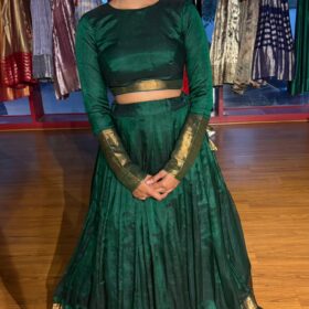Bottle Green Silk Lehenga (Set of 2)
