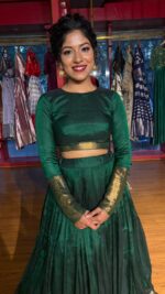 Bottle Green Silk Lehenga (Set of 2) - Image 5