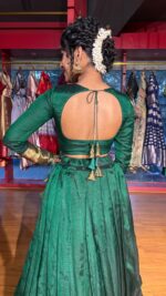 Bottle Green Silk Lehenga (Set of 2) - Image 6