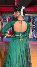 Bottle Green Silk Lehenga (Set of 2) - Image 6