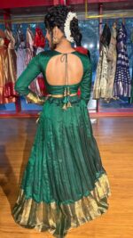 Bottle Green Silk Lehenga (Set of 2) - Image 7