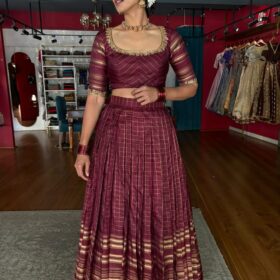 Arakku Brown Kanchivaram Silk Lehenga Set of 2