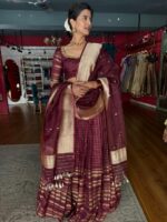 Arakku Brown Kanchivaram Silk Lehenga Set of 3 - Image 3