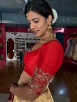 Gold Paithani Embroidered Tissue Silk Lehenga Set of 2 - Image 2