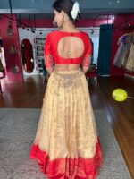 Gold Paithani Embroidered Tissue Silk Lehenga Set of 2 - Image 5