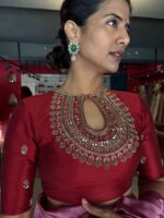 Maroon Hand Embroidered Silk Blouse