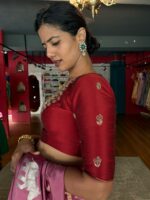 Maroon Hand Embroidered Silk Blouse - Image 3