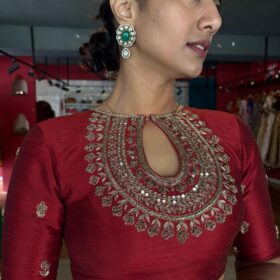 Maroon Hand Embroidered Silk Blouse