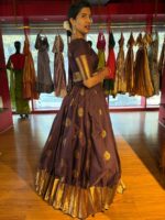 Dark Brown Silk Lehenga Set Of 2 - Image 8