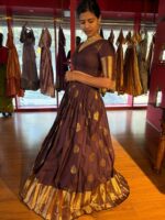 Dark Brown Silk Lehenga Set Of 2 - Image 6