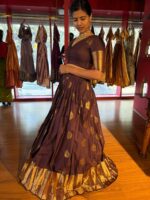 Dark Brown Silk Lehenga Set Of 2 - Image 5