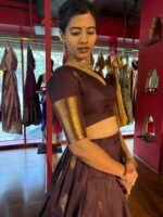 Dark Brown Silk Lehenga Set Of 2 - Image 2