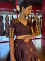 Dark Brown Silk Lehenga Set Of 2