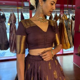 Dark Brown Silk Lehenga Set Of 2