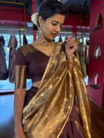 Dark Brown Silk Lehenga Set Of 3 - Image 3