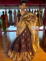 Dark Brown Silk Lehenga Set Of 3