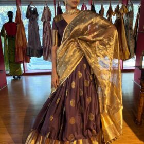 Dark Brown Silk Lehenga Set Of 3