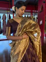Dark Brown Silk Lehenga Set Of 3 - Image 2