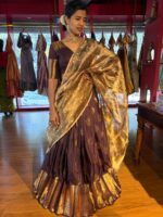 Dark Brown Silk Lehenga Set Of 3 - Image 7