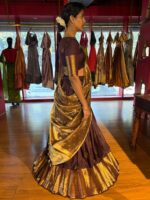 Dark Brown Silk Lehenga Set Of 3 - Image 8