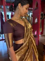 Dark Brown Silk Lehenga Set Of 3 - Image 6