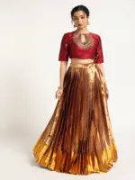 Maroon Hand Embroidered Silk Blouse - Image 3
