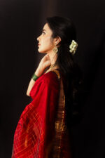 Maroon Mangalagiri Silk Saree in Gold Zari Chequered Pattern - Image 7