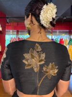 Black Embroidered Silk Lehenga Set of 2 - Image 6