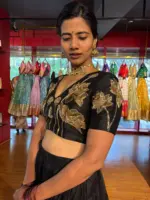 Black Embroidered Silk Lehenga Set of 2 - Image 7