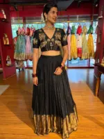 Black Embroidered Silk Lehenga Set of 2