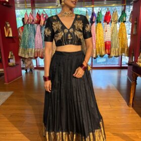 Black Embroidered Silk Lehenga Set of 2