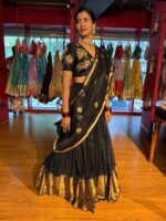 Black Embroidered Silk Lehenga Set of 3