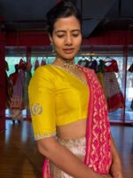 Dusty Pink Embroidered Silk Lehenga Set of 3 - Image 7