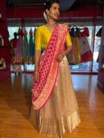 Dusty Pink Embroidered Silk Lehenga Set of 3