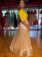 Dusty Pink Embroidered Silk Lehenga Set of 2 - Image 6