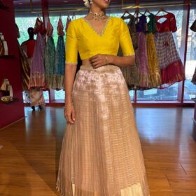 Dusty Pink Embroidered Silk Lehenga Set of 2