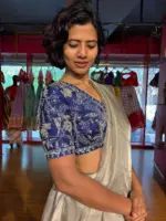 Silver Tissue Silk Saree with Zari Border - Image 3