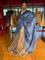 Midnight Blue Embroidered Silk Lehenga Set of 3 - Image 2