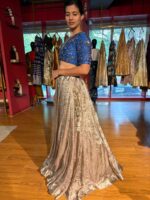 Midnight Blue Embroidered Silk Lehenga Set of 2 - Image 7