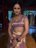 Lilac Embroidered Tissue Silk Lehenga Set Of 2