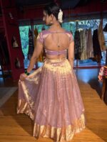 Lilac Embroidered Tissue Silk Lehenga Set Of 2 - Image 5