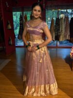 Lilac Embroidered Tissue Silk Lehenga Set Of 2 - Image 4