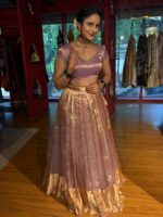 Lilac Embroidered Tissue Silk Lehenga Set Of 2 - Image 3