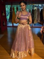 Lilac Embroidered Tissue Silk Lehenga Set Of 2 - Image 2