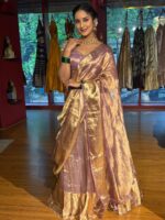 Lilac Embroidered Tissue Silk Lehenga Set Of 3 - Image 4