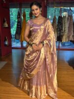 Lilac Embroidered Tissue Silk Lehenga Set Of 3 - Image 3